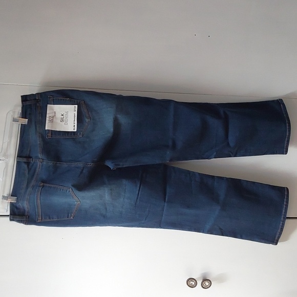 1822 Silk Denim Blue Jeans Super Soft Stretchy Helena Slim Straight Sz.16 - Picture 2 of 11